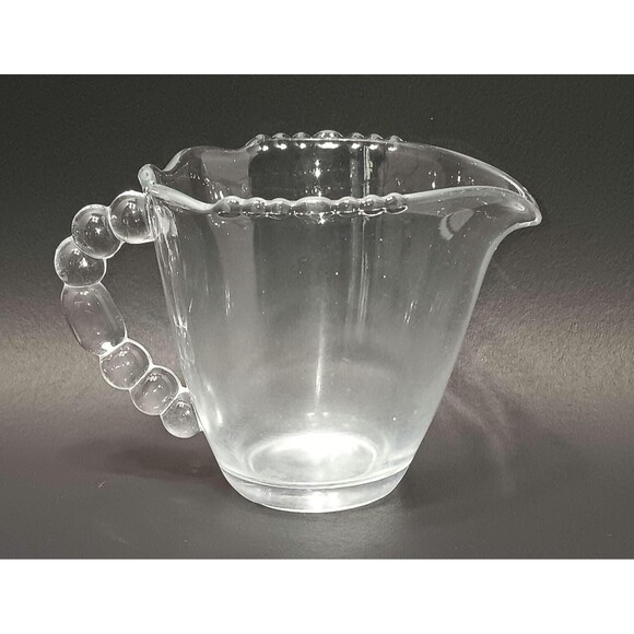 Vintage “Bubble” Clear Glass Creamer – Mid Century w/ Bubble Handle, 1940s–60s - Picture 3 of 4